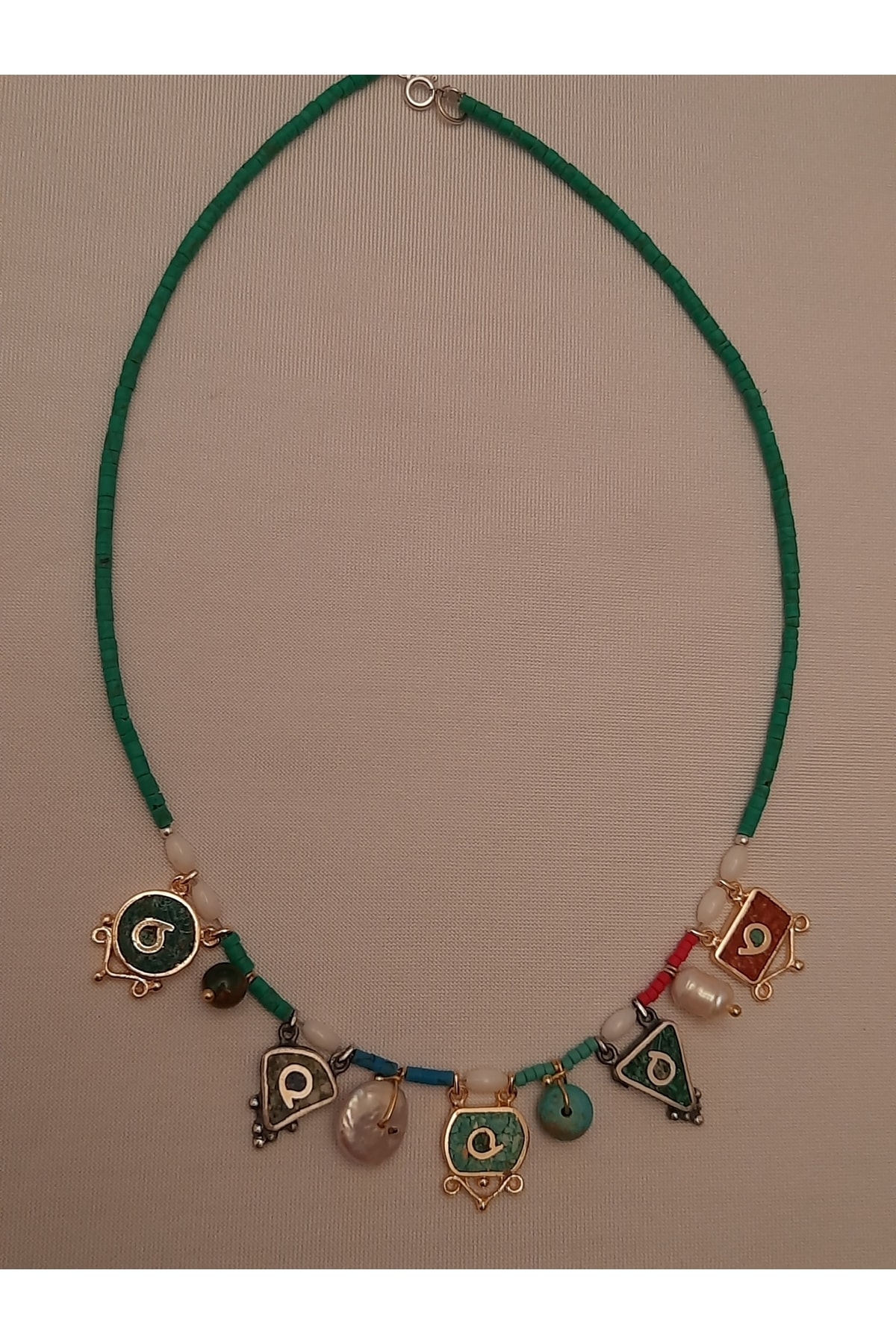 Mozaik Doğal Taşlı Kolye