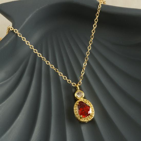 Oval Zirkon Taşlı Kolye